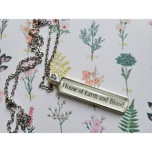 Rectangle pendant necklace made with House of Earth and Blood book pages